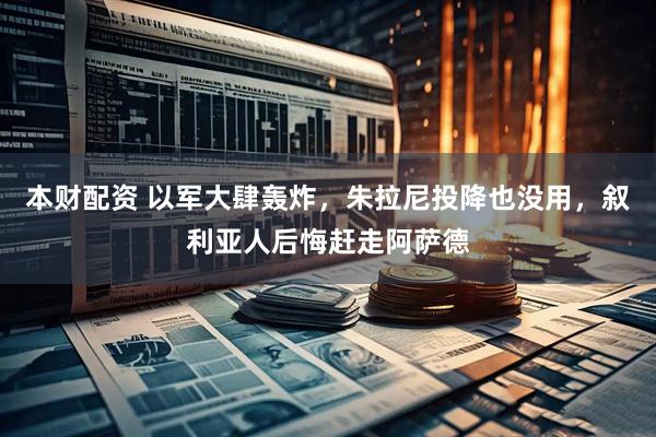 本财配资 以军大肆轰炸，朱拉尼投降也没用，叙利亚人后悔赶走阿萨德